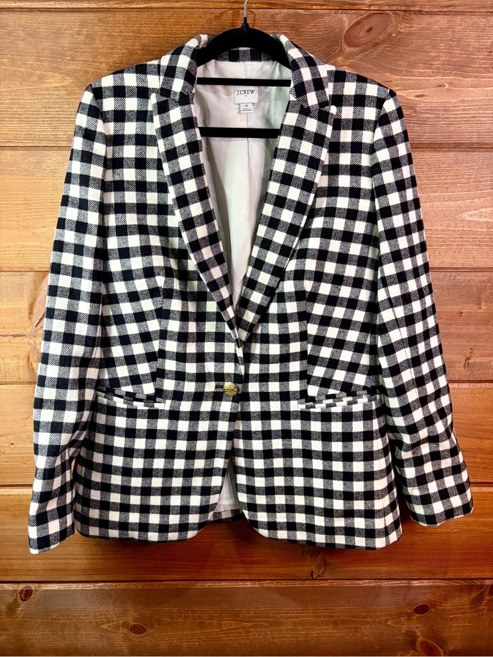 J. Crew Black and White Gingham Blazer Size 4 ❤️🖤